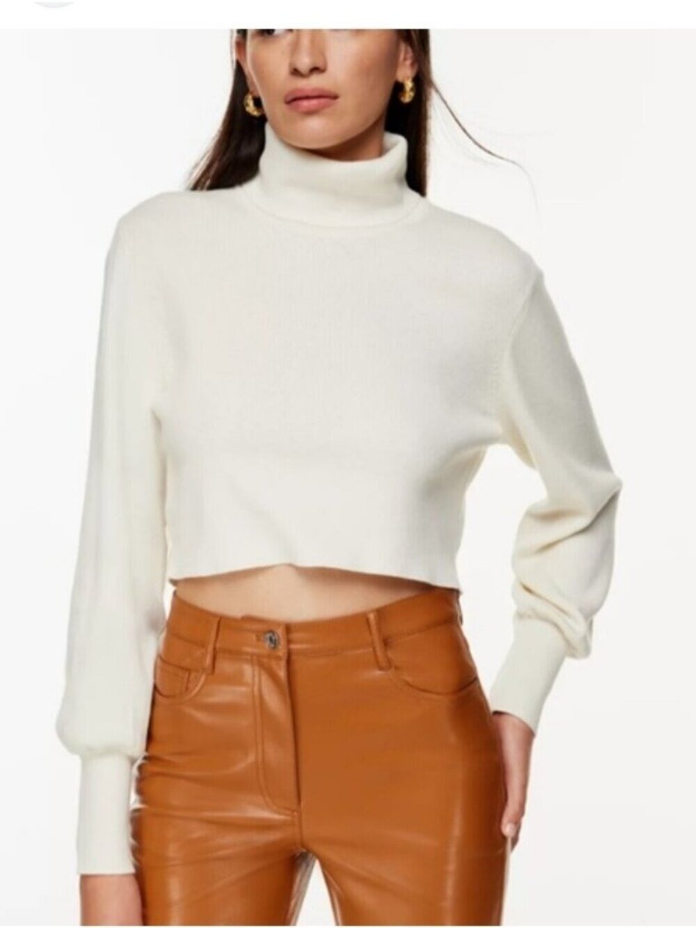ARITZIA | Wilfred Rebecca cream cropped turtleneck sweater Sz XXS